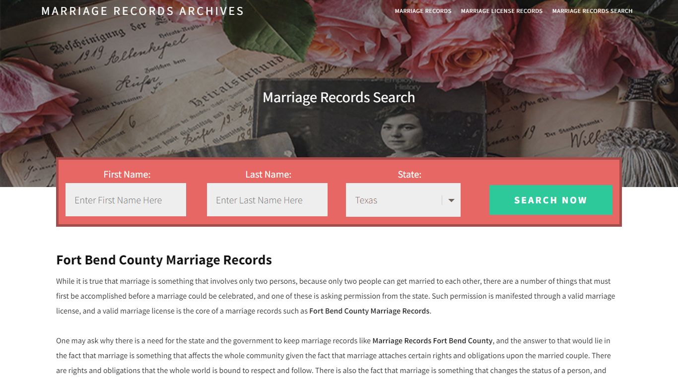 Fort Bend County Marriage Records | Enter Name and Search